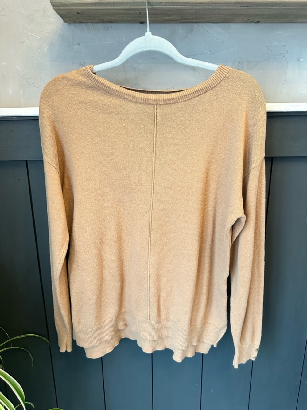 Ann‎ Klein Classic Neutral Tan Brown Scoop Neck Sweater sz M